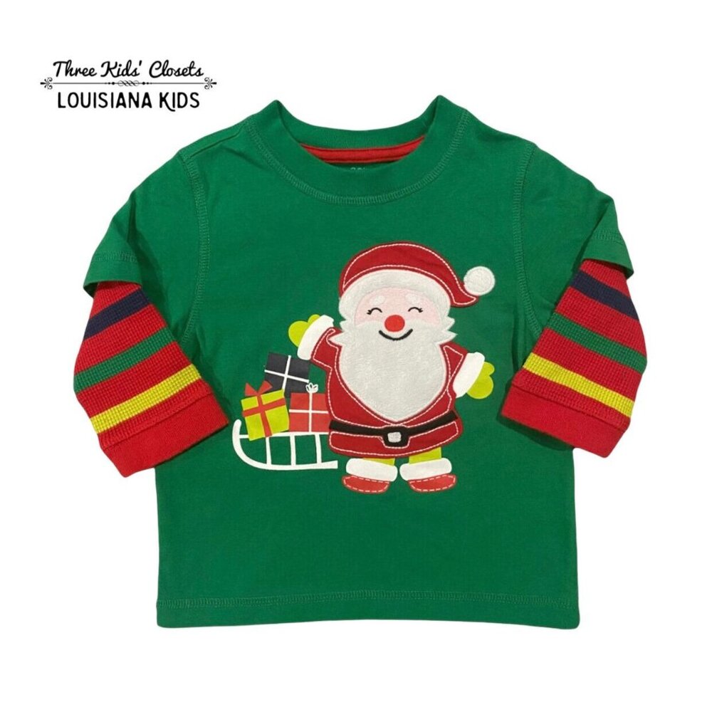 Nursery Rhyme 12m Christmas Santa Claus Appliqué Shirt